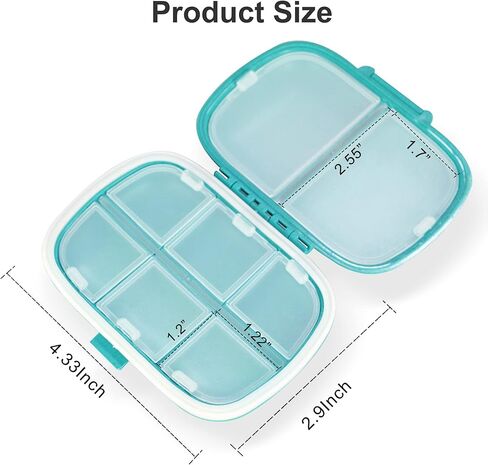 علبة حبوب منع الحمل للسفر مكونة من 8 أقسام للفيتامينات والأدوية وزيت السمك/المكملات الغذائية (كاكي) in Kuwait