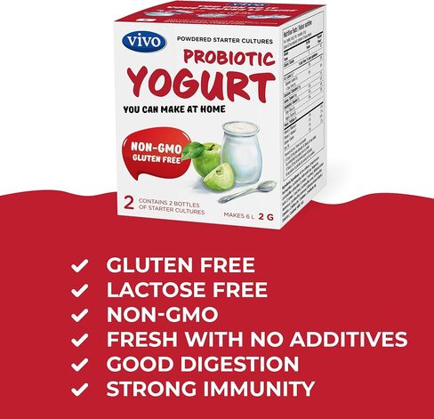VIVO Probiotic Yogurt Starter/Natural (5 Boxes. 10 Bottles) Makes up to 30 quarts of Yogurt. in Saudi Arabia