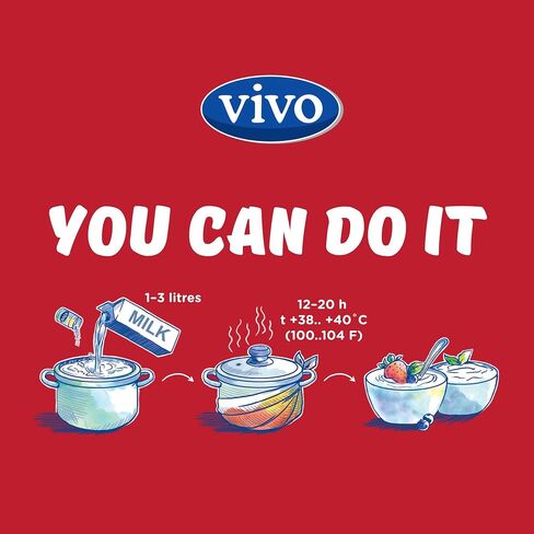 VIVO Probiotic Yogurt Starter/Natural (5 Boxes. 10 Bottles) Makes up to 30 quarts of Yogurt. in Saudi Arabia