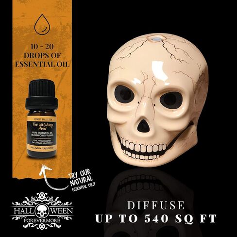 موزع روائح الزيوت العطرية من السيراميك للهالوين إلى الأبد | يوم الموتى تصميم جمجمة السكر | إعدادات إضاءة قابلة للتعديل | مرطب شخصي صامت للزيوت العطرية in Kuwait