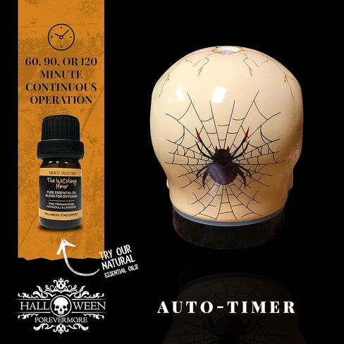 موزع روائح الزيوت العطرية من السيراميك للهالوين إلى الأبد | يوم الموتى تصميم جمجمة السكر | إعدادات إضاءة قابلة للتعديل | مرطب شخصي صامت للزيوت العطرية in Kuwait