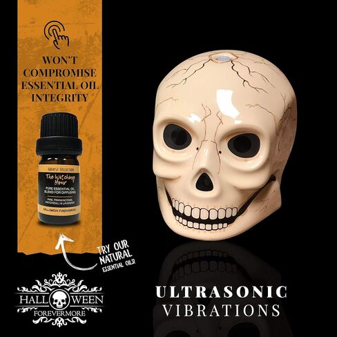 موزع روائح الزيوت العطرية من السيراميك للهالوين إلى الأبد | يوم الموتى تصميم جمجمة السكر | إعدادات إضاءة قابلة للتعديل | مرطب شخصي صامت للزيوت العطرية in Kuwait