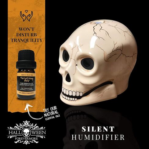 موزع روائح الزيوت العطرية من السيراميك للهالوين إلى الأبد | يوم الموتى تصميم جمجمة السكر | إعدادات إضاءة قابلة للتعديل | مرطب شخصي صامت للزيوت العطرية in Kuwait