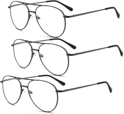 نظارات قراءة بإطار معدني من EYE ZOOM طراز Aviator مع مفصلات زنبركية للرجال والنساء in Kuwait