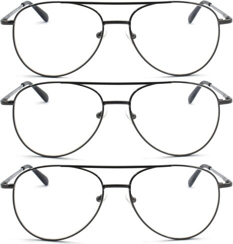 نظارات قراءة بإطار معدني من EYE ZOOM طراز Aviator مع مفصلات زنبركية للرجال والنساء in Kuwait