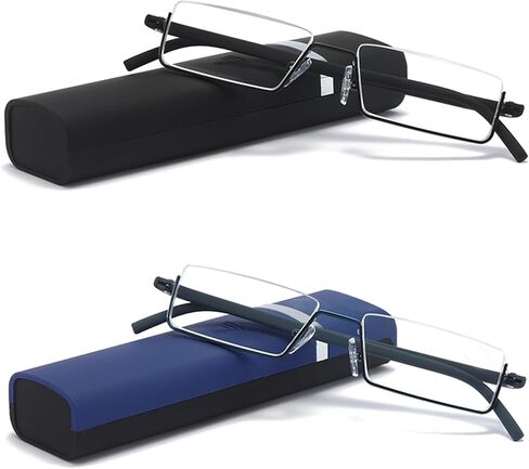 2 Pack Half Frame Reading Glasses for Men and Women Lightweight Computer Readers with Portable Case 1.00 in Kuwait