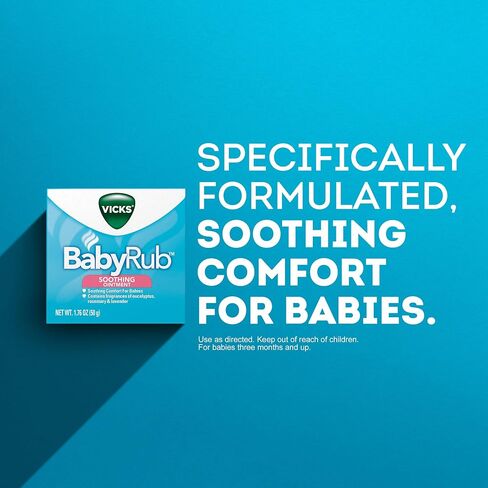 Vicks BabyRub، مرهم فرك الصدر المهدئ غير الطبي مع الأوكالبتوس وإكليل الجبل واللافندر لتهدئة الطفل وتهدئته واسترخائه، للأطفال من عمر 3 أشهر، + 1.76 أونصة in Saudi Arabia