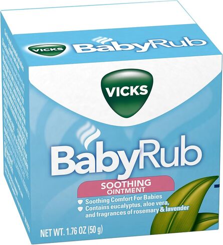 Vicks BabyRub، مرهم فرك الصدر المهدئ غير الطبي مع الأوكالبتوس وإكليل الجبل واللافندر لتهدئة الطفل وتهدئته واسترخائه، للأطفال من عمر 3 أشهر، + 1.76 أونصة in Saudi Arabia