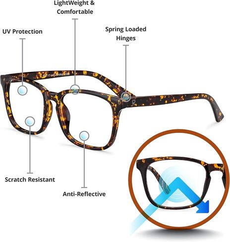 Readerest Blue Light Blocking Reading Glasses (Black, 0.25 Magnification) Computer Reading Glasses With Thin Reflective Lens, Anti Glare & Eye Strain, UV Protection, Glasses for Men & Women in Kuwait