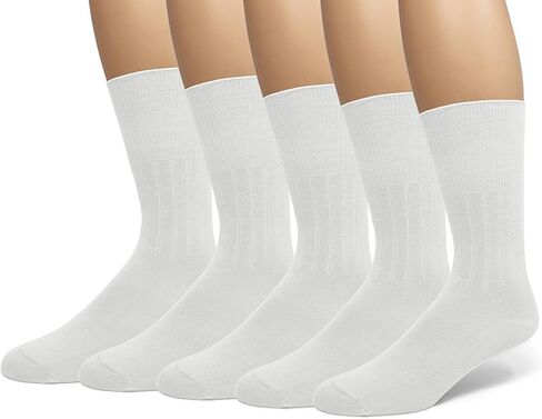 EMEM Apparel Men's Diabetic Dress Crew Cotton Socks | Non-Binding Loose Top | Seamless Toe | 3-Pair | Big and Tall Available in Kuwait