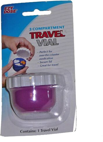 EZY DOSE Travel Pill Box and Medicine, Vitamin Container, Daily Planner and Storage, Three Compartments, Colors May Vary in Saudi Arabia