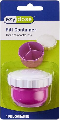 EZY DOSE Travel Pill Box and Medicine, Vitamin Container, Daily Planner and Storage, Three Compartments, Colors May Vary in Saudi Arabia