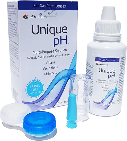 Menicon Unique pH Multi-Purpose Saline Solution Travel Pack 2.5 Oz and DMV Scleral Cup Large Contact Lens Handler - Remover, Inserter - Bundle of 2 Items in Kuwait