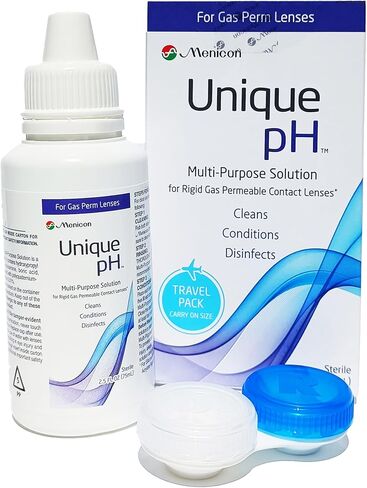 Menicon Unique pH Multi-Purpose Saline Solution Travel Pack 2.5 Oz and DMV Scleral Cup Large Contact Lens Handler - Remover, Inserter - Bundle of 2 Items in Kuwait