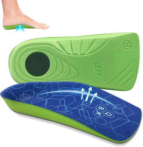Flat Feet Insoles, QBK 3/4 Length Orthotic Inserts Improve Plantar Fasciitis, Heel Spurs, Achilles Tendonitis, Bunions, Back Pain for Men&Women Thin Insoles L in Saudi Arabia