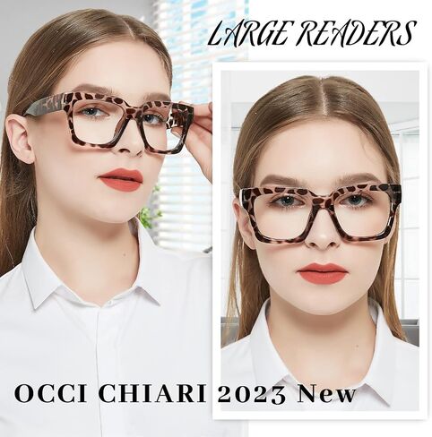 OCCI CHIARI نظارات قراءة كبيرة للنساء قراء مربع أنيق 1.0 1.25 1.50 1.75 2.0 2.25 2.50 2.75 3.0 3.5 in Kuwait