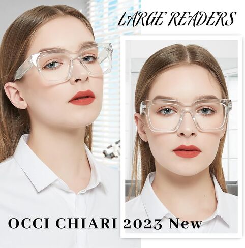 OCCI CHIARI نظارات قراءة كبيرة للنساء قراء مربع أنيق 1.0 1.25 1.50 1.75 2.0 2.25 2.50 2.75 3.0 3.5 in Kuwait