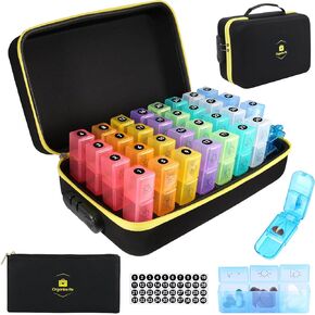 Lockable Monthly Pill Organizer 3 Times a Day, One Month Pill Box with Child Lock, Weekly Travel Bag and Pill Cutter for Fish Oil, Vitamins, Supplements and Medications in Saudi Arabia