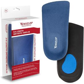 Envelop 3/4 Arch Support Inserts for Men and Women - Orthotic Shoe Insoles for Plantar Fasciitis, Flat Feet, Over-Pronation, Tendonitis, Foot Pain Relief - for Running and Basketball (XS)