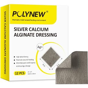 Calcium Alginate Wound Dressing, 4"x8"-6 Individual Package, Non-Stick, Soft and Flexible Highly Absorbent Wound Dressing Pads for Burns, Ulcers, Skin Abrasions, Exudate Wounds