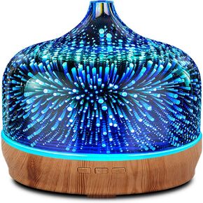 Porseme 500ml Essential Oil Diffuser 3D Glass Aromatherapy Ultrasonic Humidifier-Auto Shut-Off, Timer Setting, BPA Free for Home Hotel Yoga SPA Gift
