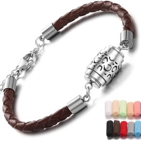 Aromatherapy Essential Oil Diffuser Bracelet 316L Stainless Steel Adjustable Pattern Aroma Bracelet with 10PCS Refill Sticks, Retro Hollow Design Relaxation Bracelet Gifts for Women XL097-1