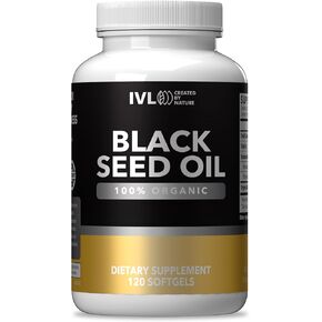 IVL Organic Black Seed Oil – 120 Softgel Capsules – High Potency, 100% Virgin Cold Pressed Nigella Sativa, 1000mg per Serving – Omega 3 6 9, Antioxidants, and Thymoquinone for Whole Body Wellness in Saudi Arabia