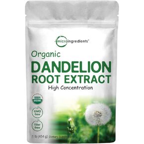 Micro Ingredients Sustainably US Grown, Organic Dandelion Root Tea Powder, Pure Dandelion Supplement, 1 Pound (16 Ounce, 1 Year Supply) in Saudi Arabia
