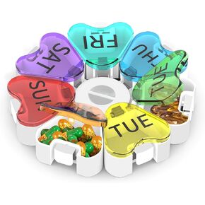 TALVOLC M Pill Organizer, Weekly 7 Day Medicine Box 1 Times a Day, Daily Vitamin Case Storage Container, Arthritis Friendly Portable Pills Holder (Colorful) in Kuwait