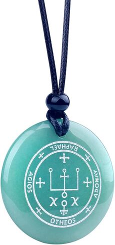 Archangel Raphael Pendant - Protection Necklace - Miraculous Medal for Men and Women - Genuine Gemstone Medallions - Spiritual Energy Amulet - High Frequency Crystal Pendant - Saint Raphael Sigil in Saudi Arabia