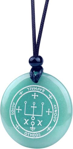 Archangel Raphael Pendant - Protection Necklace - Miraculous Medal for Men and Women - Genuine Gemstone Medallions - Spiritual Energy Amulet - High Frequency Crystal Pendant - Saint Raphael Sigil in Saudi Arabia