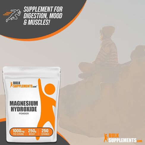 BulkSupplements.com Magnesium Hydroxide Powder - Food Grade Magnesium Hydroxide, Magnesium Hydroxide Supplement - 1000mg (410mg of Magnesium) per Serving, 500g (1.1 lbs) (Pack of 1) in Saudi Arabia