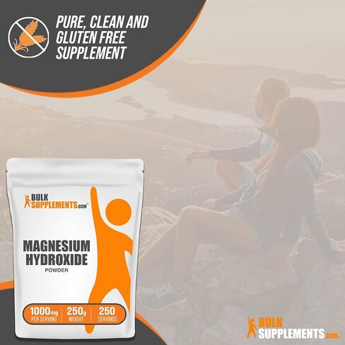 BulkSupplements.com Magnesium Hydroxide Powder - Food Grade Magnesium Hydroxide, Magnesium Hydroxide Supplement - 1000mg (410mg of Magnesium) per Serving, 500g (1.1 lbs) (Pack of 1) in Saudi Arabia