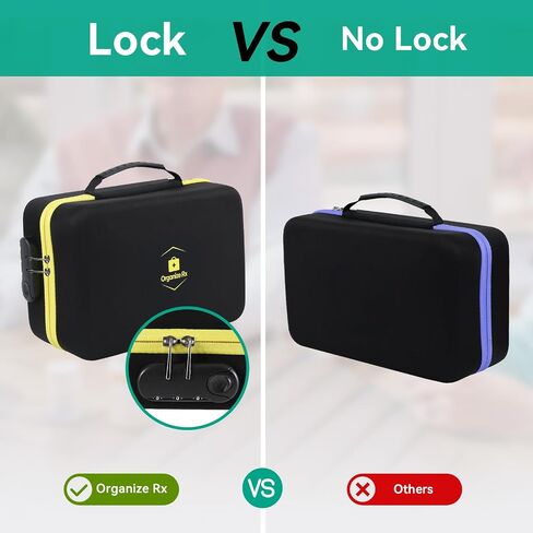 Lockable Monthly Pill Organizer 3 Times a Day, One Month Pill Box with Child Lock, Weekly Travel Bag and Pill Cutter for Fish Oil, Vitamins, Supplements and Medications in Saudi Arabia