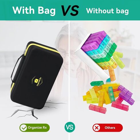Lockable Monthly Pill Organizer 3 Times a Day, One Month Pill Box with Child Lock, Weekly Travel Bag and Pill Cutter for Fish Oil, Vitamins, Supplements and Medications in Saudi Arabia