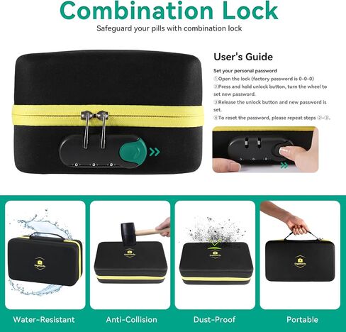 Lockable Monthly Pill Organizer 3 Times a Day, One Month Pill Box with Child Lock, Weekly Travel Bag and Pill Cutter for Fish Oil, Vitamins, Supplements and Medications in Saudi Arabia