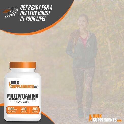 BULKSUPPLEMENTS.COM فيتامينات متعددة للنساء - فيتامينات يومية متعددة مع زيت السمك، مكملات متعددة المعادن، فيتامينات يومية - 1 كبسولة هلامية متعددة الفيتامينات للنساء لكل وجبة، كمية تكفي 300 يوم، 300 كبسولة هلامية in Kuwait