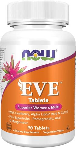 NOW Supplements، فيتامينات Eve™ النسائية المتعددة مع التوت البري وحمض ألفا ليبويك ومرافق الإنزيم Q10، بالإضافة إلى الفواكه الفائقة - الرمان والأكاي والمانغوستين، 180 قرصًا in Saudi Arabia