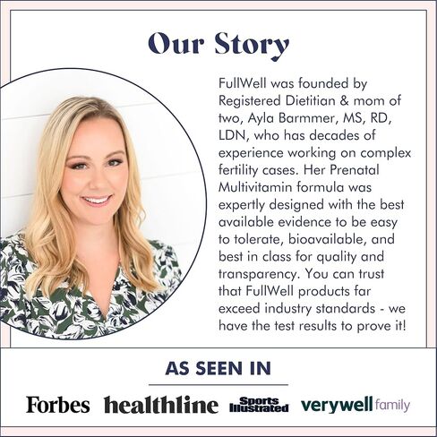 فيتامينات FullWell المتعددة للنساء قبل الولادة + زيت السمك، تركيبة مسجلة من قبل أخصائي تغذية، سهلة الامتصاص قبل الولادة، زيت سمك من مصدر مستدام، نسبة مثالية 2:1، غير معدل وراثيًا، 30 وجبة in Kuwait