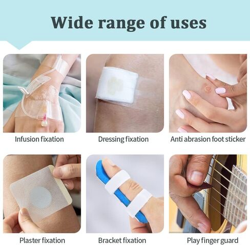 شريط طبي للإسعافات الأولية، شريط لاصق جراحي شفاف للجروح - 0.49 بوصة × 9.95 ياردة، 12 لفة in Kuwait
