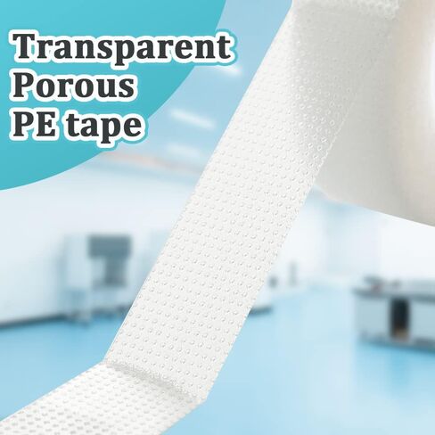 شريط طبي للإسعافات الأولية، شريط لاصق جراحي شفاف للجروح - 0.49 بوصة × 9.95 ياردة، 12 لفة in Kuwait