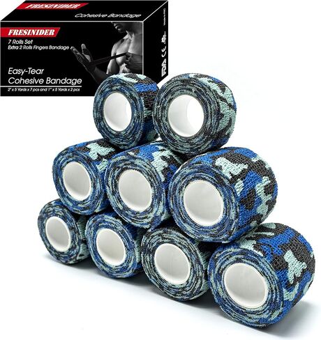 FRESINIDER 16 Rolls Self Adhesive Wrap Athletic Tape Gauze,Medical Bandage,Breathable Elastic Cohesive Bandage for Sports Injury & Pet (Camo) in Saudi Arabia