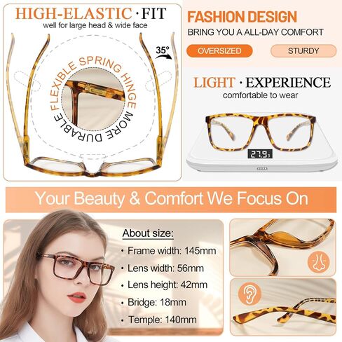 MARE AZZURO Oversized Reading Glasses Women Large Head Readers 1.0 1.25 1.5 1.75 2.0 2.25 2.5 2.75 3.0 3.5 4.0 5.0 6.0 in Kuwait