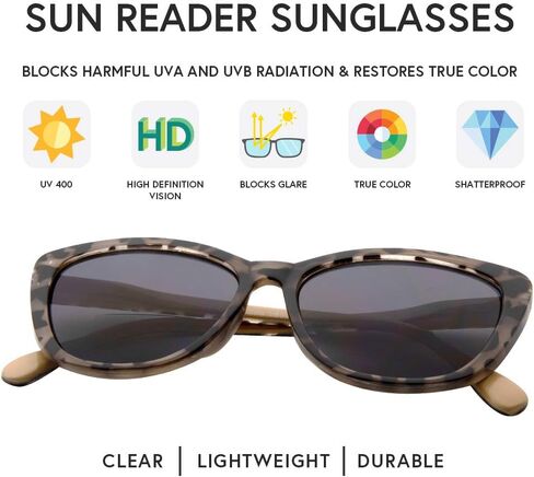 VITENZI Full Reader Sunglasses for Women Tinted Reading Sun Glasses with Built In Full Readers, Gela in Kuwait