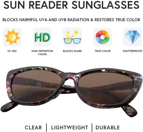 VITENZI Full Reader Sunglasses for Women Tinted Reading Sun Glasses with Built In Full Readers, Gela in Kuwait