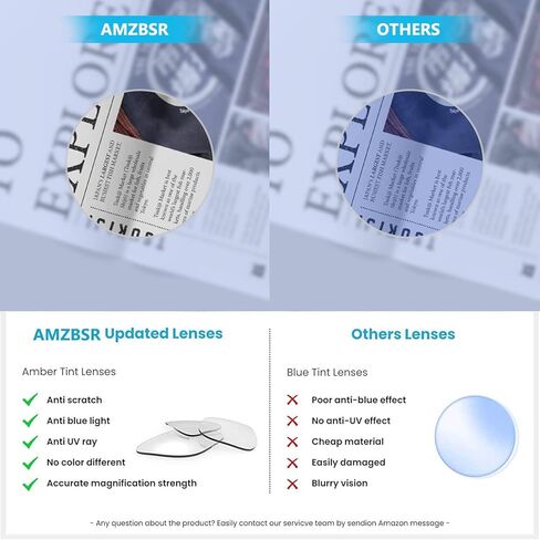 نظارات القراءة AMZBSR للنساء والرجال، بدون إطار نظارات زرقاء تحجب الضوء الأزرق، نظارات مستطيلة أنيقة in Kuwait