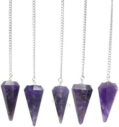 مجموعة GEMSCITE مكونة من 5 قطع من بندول حجر القمر والأحجار الكريمة بألوان قوس قزح، هدية نفسية قوية للتأمل، هدية فنغشوي الصحية، الثروة، الريكي، داوسينج، طاقة العافية، كريستال، شفاء ميتافيزيقي من الهند in Saudi Arabia