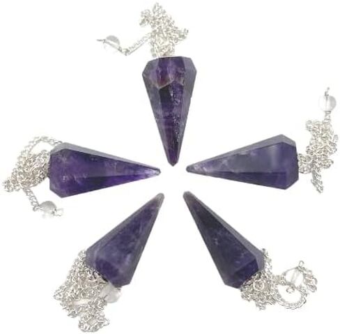 مجموعة GEMSCITE مكونة من 5 قطع من بندول حجر القمر والأحجار الكريمة بألوان قوس قزح، هدية نفسية قوية للتأمل، هدية فنغشوي الصحية، الثروة، الريكي، داوسينج، طاقة العافية، كريستال، شفاء ميتافيزيقي من الهند in Saudi Arabia