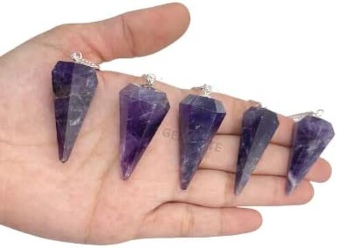 مجموعة GEMSCITE مكونة من 5 قطع من بندول حجر القمر والأحجار الكريمة بألوان قوس قزح، هدية نفسية قوية للتأمل، هدية فنغشوي الصحية، الثروة، الريكي، داوسينج، طاقة العافية، كريستال، شفاء ميتافيزيقي من الهند in Saudi Arabia