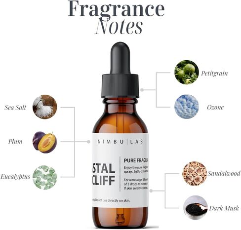 عطر كوستال كليف - زيت ناشر، زيت عطري للفنادق، حمضيات، مسحوق، خشب الصندل، المسك الداكن، أفضل مزيج من الزيوت العطرية للناشرين، زيت عطري (.5 أونصة/14.8 مل) - شموع إيزابيل in Kuwait